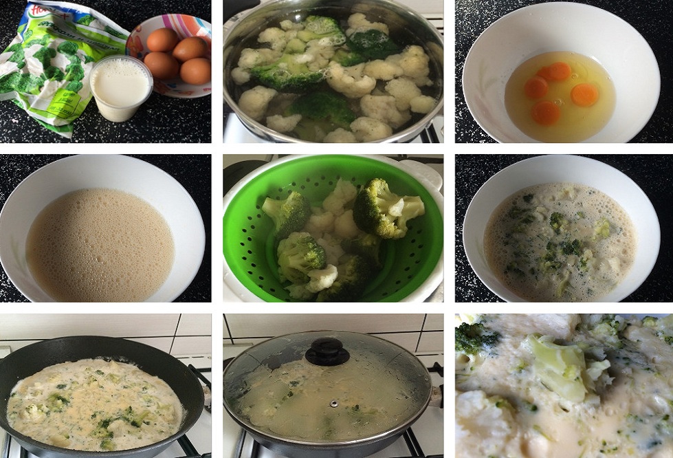 Sağlıklı ve besleyici kahvaltı: brokoli ve karnabahar ile omlet pişirme