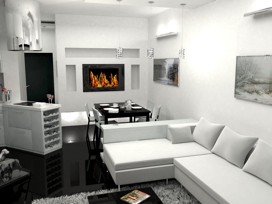 Štýlové, pohodlie a krása (170 fotografií): interiér v čiernej a bielej (obývacia izba, spálňa, kuchyňa)